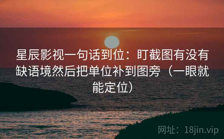 星辰影视一句话到位：盯截图有没有缺语境然后把单位补到图旁（一眼就能定位）